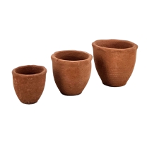 Terracotta pots, wavy rim, 3 pieces